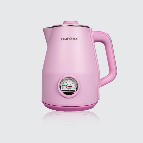 Ấm Siêu Tốc Nhiệt Kế Retro Fujiyama FK1810 1.8L – Inox 304 2 Lớp An Toàn – Hiển Thị Nhiệt Độ – Tự Ngắt Khi Sôi - Màu Hồng Cánh Sen