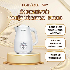  Ấm Siêu Tốc Nhiệt Kế Retro Fujiyama FK1810 1.8L – Inox 304 2 Lớp An Toàn – Hiển Thị Nhiệt Độ – Tự Ngắt Khi Sôi
