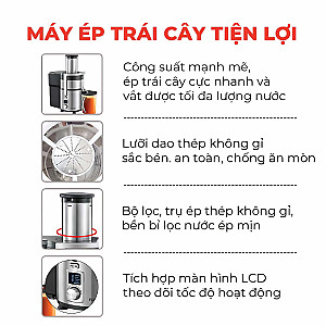  Máy Ép Trái Cây Fujiyama JE962 - Thân Thép Không Gỉ - Công Suất 1000W