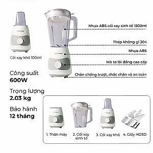 Máy Xay Sinh Tố Fujiyama BL816 - Bộ 2 Cối Đa Năng, Chất Liệu ABS An Toàn, Bền Bỉ – Công Suất 600W