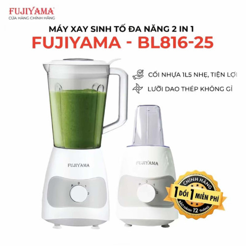 Máy Xay Sinh Tố Fujiyama BL816 - Bộ 2 Cối Đa Năng, Chất Liệu ABS An Toàn, Bền Bỉ – Công Suất 600W