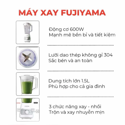 Máy Xay Sinh Tố Fujiyama BL816 - Bộ 2 Cối Đa Năng, Chất Liệu ABS An Toàn, Bền Bỉ – Công Suất 600W