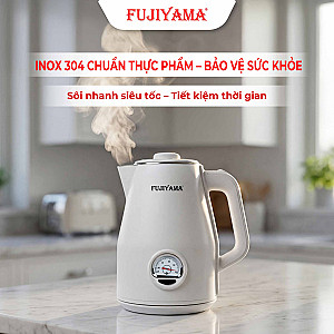 Ấm Siêu Tốc Nhiệt Kế Retro Fujiyama FK1810 1.8L – Inox 304 2 Lớp An Toàn – Hiển Thị Nhiệt Độ – Tự Ngắt Khi Sôi - Màu Hồng Cánh Sen