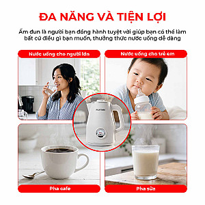Ấm Siêu Tốc Nhiệt Kế Retro Fujiyama FK1810 1.8L – Inox 304 2 Lớp An Toàn – Hiển Thị Nhiệt Độ – Tự Ngắt Khi Sôi - Màu Hồng Cánh Sen