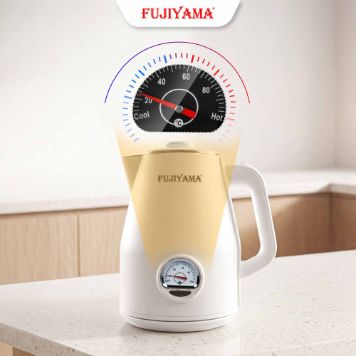 Ấm Siêu Tốc Nhiệt Kế Retro Fujiyama FK1810 1.8L – Inox 304 2 Lớp An Toàn – Hiển Thị Nhiệt Độ – Tự Ngắt Khi Sôi - Màu Hồng Cánh Sen