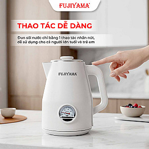 Ấm Siêu Tốc Nhiệt Kế Retro Fujiyama FK1810 1.8L – Inox 304 2 Lớp An Toàn – Hiển Thị Nhiệt Độ – Tự Ngắt Khi Sôi - Màu Hồng Cánh Sen