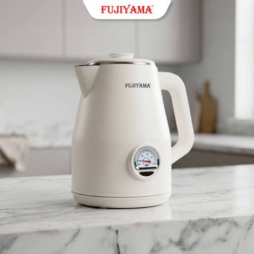 Ấm Siêu Tốc Nhiệt Kế Retro Fujiyama FK1810 1.8L – Inox 304 2 Lớp An Toàn – Hiển Thị Nhiệt Độ – Tự Ngắt Khi Sôi - Màu Hồng Cánh Sen