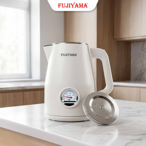 Ấm Siêu Tốc Nhiệt Kế Retro Fujiyama FK1810 1.8L – Inox 304 2 Lớp An Toàn – Hiển Thị Nhiệt Độ – Tự Ngắt Khi Sôi - Màu Hồng Cánh Sen
