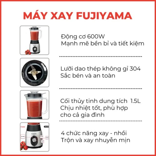 Máy Xay Sinh Tố Fujiyama BL823- Cối Thủy Tinh 1.5L - Công Suất 600W