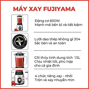 Máy Xay Sinh Tố Fujiyama BL823- Cối Thủy Tinh 1.5L - Công Suất 600W